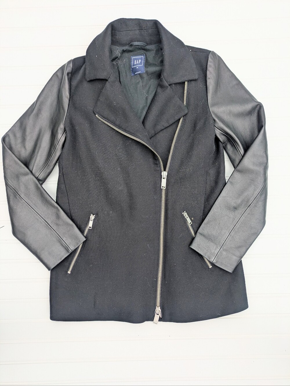 Gap Genuine Leather Moto Zip Jacket